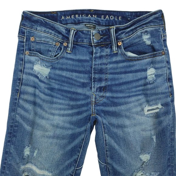 American Eagle Airflex + Jeans Move Free Slim Stretch Mens 29x32 Distressed Blue - Picture 11 of 12